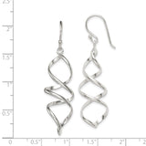 Sterling Silver Dangle Earrings with Spiral Twist Design, Lightweight Modern Drop Style