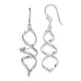 Sterling Silver Dangle Earrings with Spiral Twist Design, Lightweight Modern Drop Style