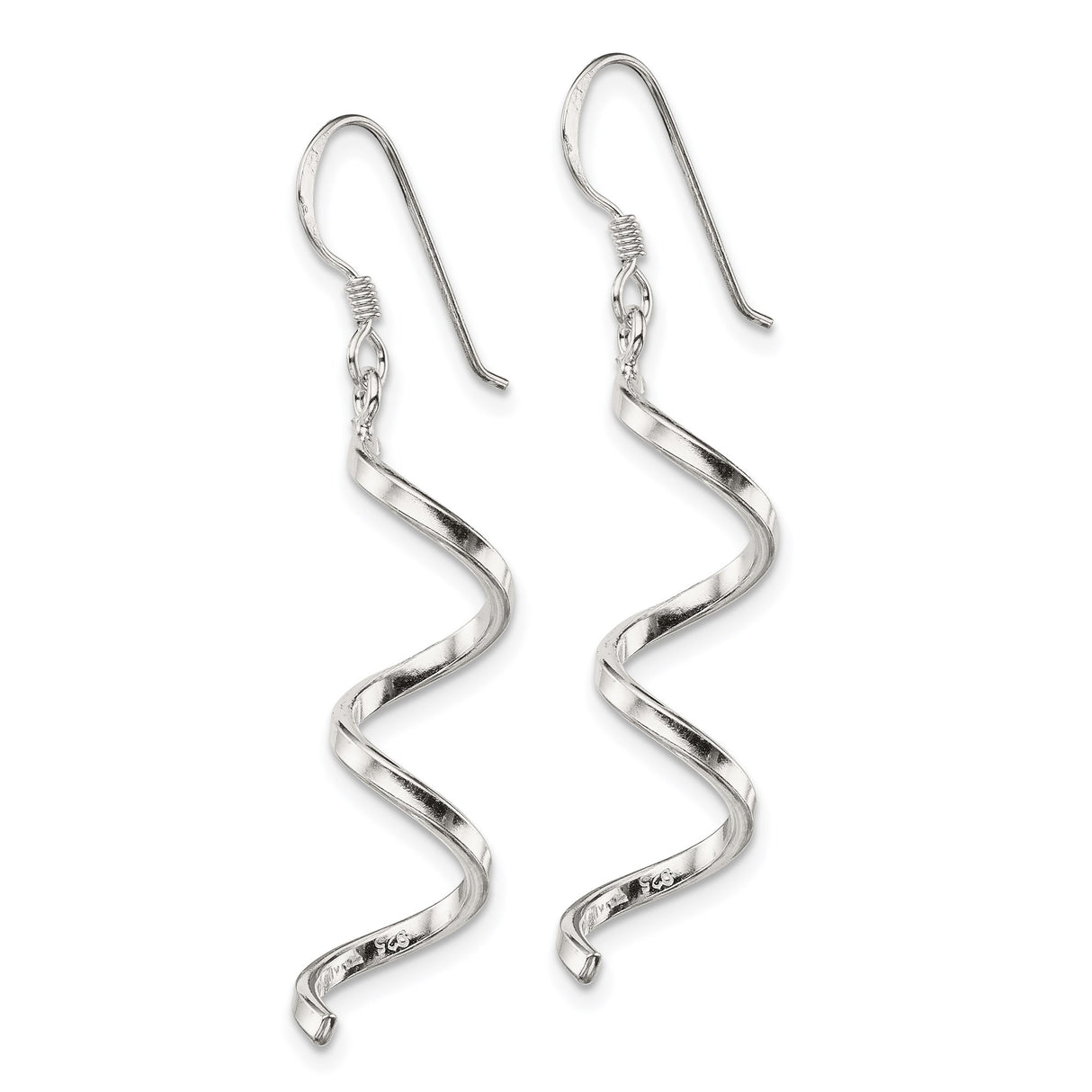 Sterling Silver Spiral Dangle Earrings with Twist Swirl Design, Lightweight Drop Style