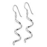 Sterling Silver Spiral Dangle Earrings with Twist Swirl Design, Lightweight Drop Style