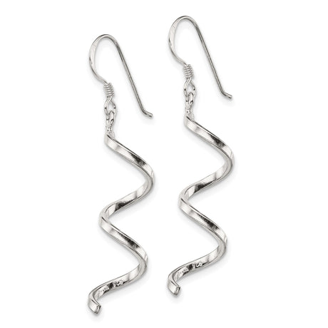 Sterling Silver Spiral Dangle Earrings with Twist Swirl Design, Lightweight Drop Style
