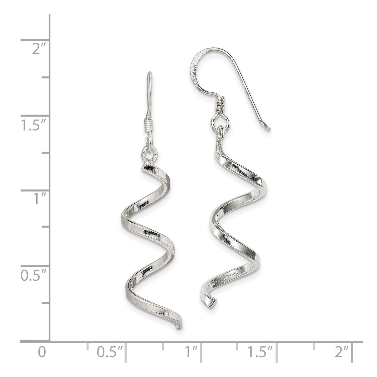 Sterling Silver Spiral Dangle Earrings with Twist Swirl Design, Lightweight Drop Style