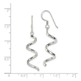Sterling Silver Spiral Dangle Earrings with Twist Swirl Design, Lightweight Drop Style