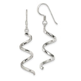 Sterling Silver Spiral Dangle Earrings with Twist Swirl Design, Lightweight Drop Style