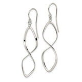 Sterling Silver Dangle Earrings with Open Twist Design, High Polish Finish, Modern Drop Style