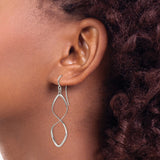 Sterling Silver Dangle Earrings with Open Twist Design, High Polish Finish, Modern Drop Style