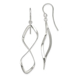 Sterling Silver Dangle Earrings with Open Twist Design, High Polish Finish, Modern Drop Style