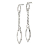 Sterling Silver Dangle Earrings with Marquise Open Drops and Minimalist Chain Design