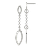 Sterling Silver Dangle Earrings with Marquise Open Drops and Minimalist Chain Design