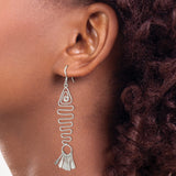 Sterling Silver Dangle Earrings with Spiral Zigzag Wire and Fan-Shaped Drop, Boho Artisan Style