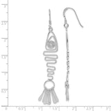 Sterling Silver Dangle Earrings with Spiral Zigzag Wire and Fan-Shaped Drop, Boho Artisan Style