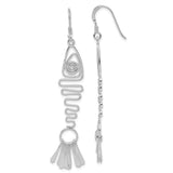 Sterling Silver Dangle Earrings with Spiral Zigzag Wire and Fan-Shaped Drop, Boho Artisan Style