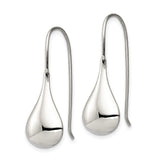 Sterling Silver Teardrop Dangle Earrings with Polished Finish, Minimalist Long Drop Design