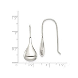 Sterling Silver Teardrop Dangle Earrings with Polished Finish, Minimalist Long Drop Design
