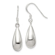 Sterling Silver Teardrop Dangle Earrings, Minimalist Polished Long Drop Style for Women
