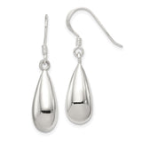 Sterling Silver Teardrop Dangle Earrings, Minimalist Polished Long Drop Style for Women