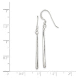 Sterling Silver Dangle Drop Earrings, Sleek Stick Design, Minimalist Linear Style for Women