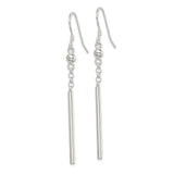 Sterling Silver Vertical Bar Dangle Earrings Bead Accents