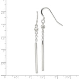 Sterling Silver Vertical Bar Dangle Earrings Bead Accents