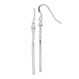 Sterling Silver Dangle Earrings for Women with Vertical Bar Drops and Bead Accents, Lightweight Minimalist Jewelry for Casual or Formal Wear, Modern Linear Design, Simple and Elegant Style
