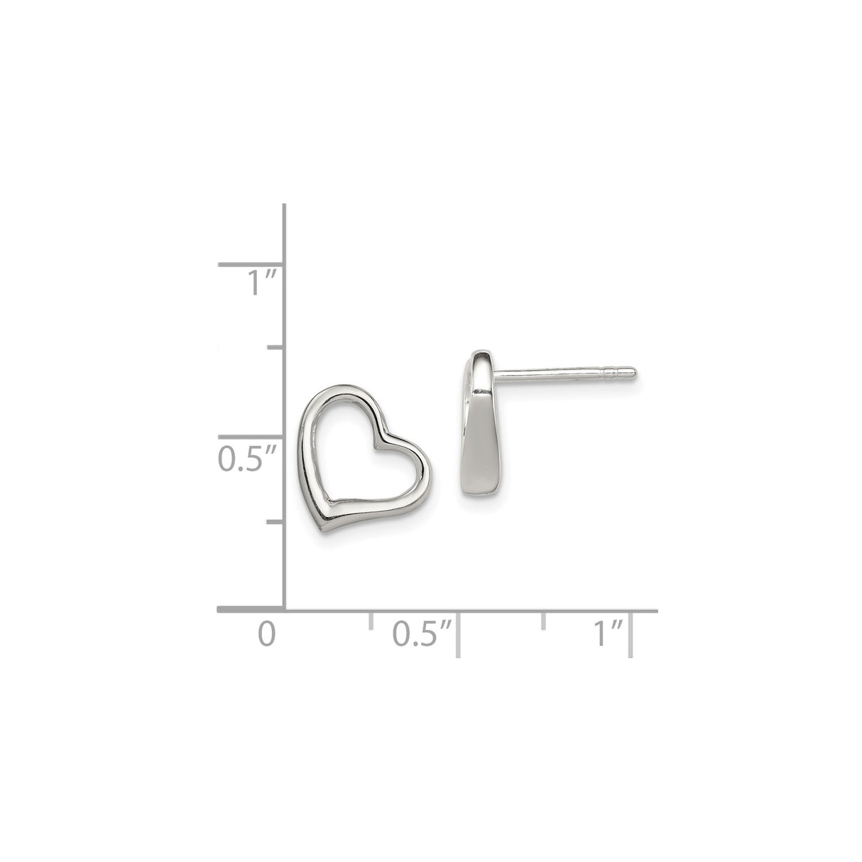Sterling Silver Heart Stud Earrings, Open Hollow Design, Minimalist Romantic Style