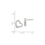 Sterling Silver Heart Stud Earrings, Open Hollow Design, Minimalist Romantic Style