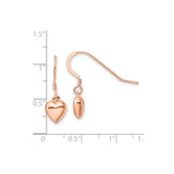 Sterling Silver Dangle Earrings with Polished Heart Charm and Hook Design