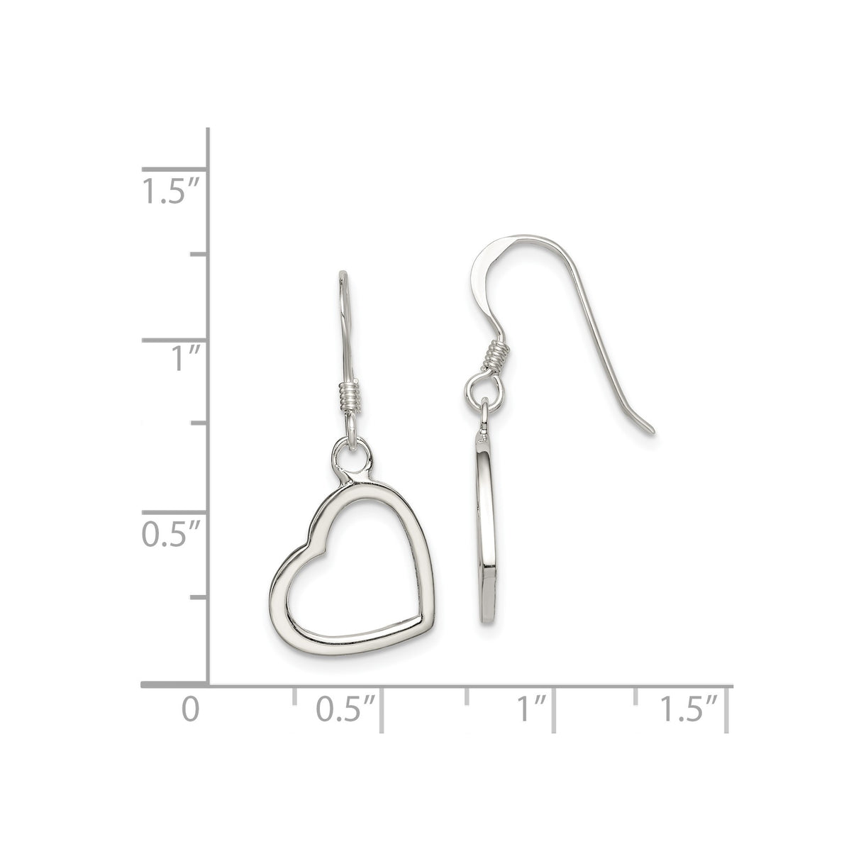 Sterling Silver Heart Dangle Earrings with Open Heart Charms, Romantic Drop Style Jewelry for Women