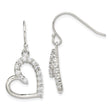 Sterling Silver Heart Drop Earrings with Cubic Zirconia Accents, Open Heart Dangle Design