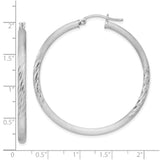 Sterling Silver Hoop Earrings, Diamond Cut Textured Round Hoops with Polished Finish