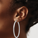 Sterling Silver Hoop Earrings, Round Textured Finish with Hinged Clasp, Lightweight Minimalist Design