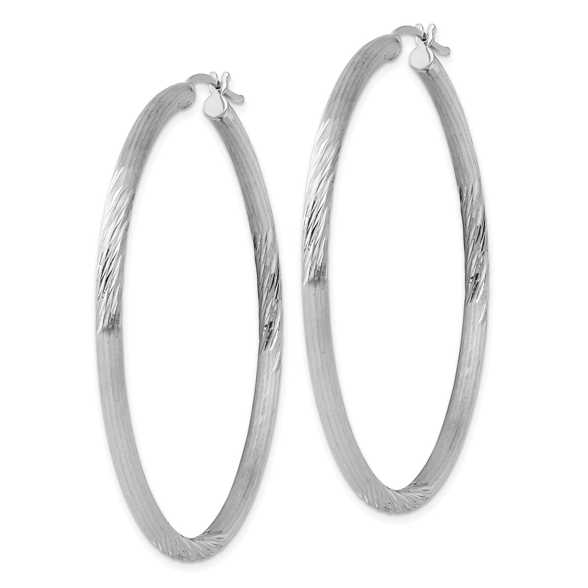 Sterling Silver Hoop Earrings, Twisted Textured Design with Polished Finish for Women