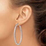 Sterling Silver Hoop Earrings, Twisted Textured Design with Polished Finish for Women