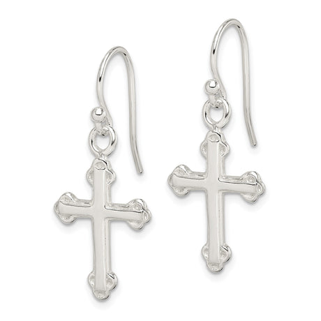 Sterling Silver Cross Pendant with Mirror Finish, Budded Design, Minimalist Christian Style