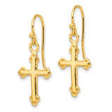 Sterling Silver Budded Cross Earrings, Gold Plated, Minimalist Christian Style for Men and Women