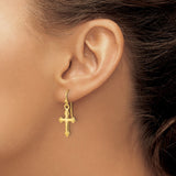 Sterling Silver Budded Cross Earrings, Gold Plated, Minimalist Christian Style for Men and Women