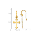 Sterling Silver Budded Cross Earrings, Gold Plated, Minimalist Christian Style for Men and Women