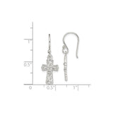 Sterling Silver Cross Dangle Earrings with Gold Accents and Floral Openwork Design