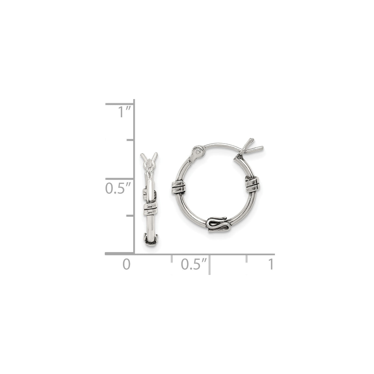 Sterling Silver Hoop Earrings with Wire Wrapped Detail, Bali Boho Tribal Style