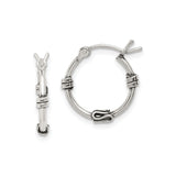 Sterling Silver Hoop Earrings with Wire Wrapped Detail, Bali Boho Tribal Style