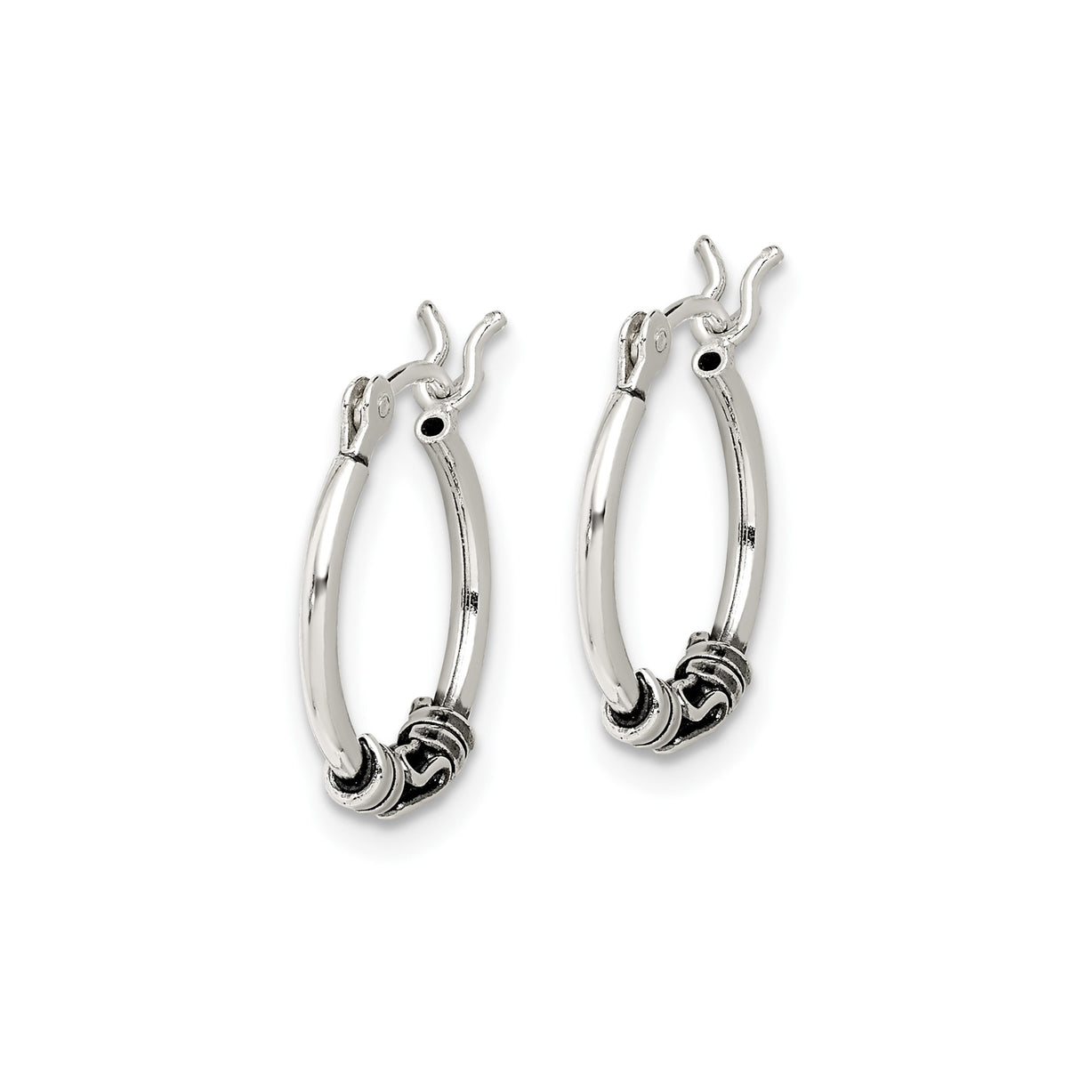 Sterling Silver Hoop Earrings with Handcrafted Wrap Coil, Tribal Boho Style