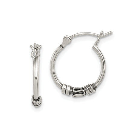 Sterling Silver Hoop Earrings with Handcrafted Wrap Coil, Tribal Boho Style