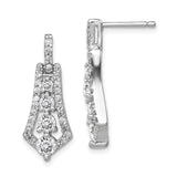 Sterling Silver Dangle Earrings for Women with Round Cut Cubic Zirconia Accents, Tapered Geometric Drop Design for Formal Evening Bridal Wear, Elegant Fashion Jewelry for Weddings and Events