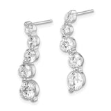 Sterling Silver Drop Dangle Earrings with Graduated Cubic Zirconia, Bridal and Evening Jewelry