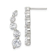 Sterling Silver Drop Dangle Earrings with Graduated Cubic Zirconia, Bridal and Evening Jewelry