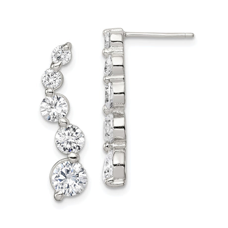 Sterling Silver Drop Dangle Earrings with Graduated Cubic Zirconia, Bridal and Evening Jewelry