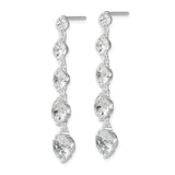 Sterling Silver Five CZ Bezel Drop Linear Earrings