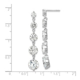 Sterling Silver Five CZ Bezel Drop Linear Earrings