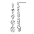 Sterling Silver Drop Linear Earrings for Women with Five Cubic Zirconia in Bezel Settings, Elegant Silver Dangles for Evening Wear, Formal Events, Weddings, Cocktail Parties, or Special Occasions