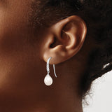 Sterling Silver Drop Earrings with White Freshwater Pearl Teardrop Dangle Design